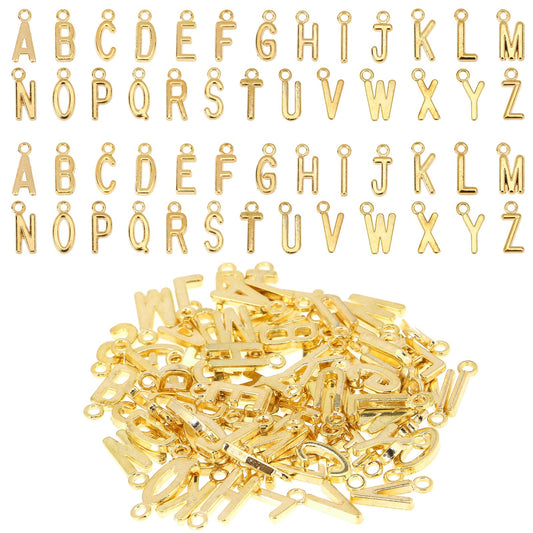 KALIONE 104 Pieces A-Z Alphabet Letter Charms, Gold Jewelry Charms for Making Jewelry, Alloy Spacer Beads, Metal Letter Pendant Charms for Bracelets Necklace Earring Jewelry DIY Crafts Making Supplies