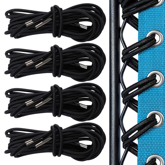 4 Pack 4mm Black Elastic Cord Elastic String Replacement Cord for Zero Gravity Chair Stretchy Cord Bungee Rope Drawstring Elastic for Outdoor Recliners, Sun Loungers, Anti Gravity Chair, Tent, Craft