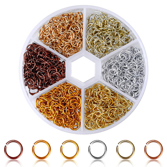 1080 Pieces Jump Rings for Jewelry Making Kit,Aluminum Open Jump Rings for Jewelry Repair Kit Alloy O-Ring Connector for Jewelry Making Supplies (6mm, Multicolor)