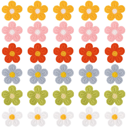 30Pcs Flower Iron on Patches for Clothing Colorful Flower Embroidered Applique Patches Sewing Repair Patches for Embroidery Repair DIY Crafts T-Shirt Pants Bags Hat Jeans
