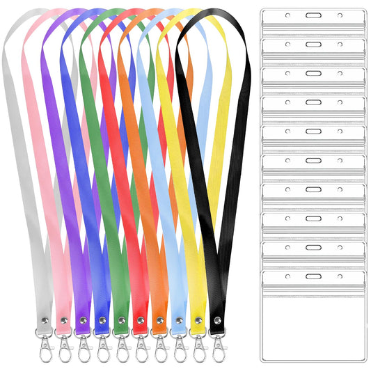 KALIONE Lanyards with ID badge holder Pack, 10 Pieces Multicolor Cruise Lanyard for Ship Cards, Rainbow Lanyards for Women, Thin Neck Keychain Lanyards ID Holder for Key, Cruise Ship Cards, Pass Cards
