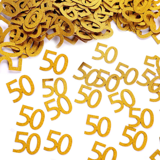 200Pcs Gold 50th Birthday Confetti, 50th Anniversary Confetti, Number 50 Gold Confetti, 50th Party Confetti, Birthday Anniversary Confetti Decoration Wedding Party Table Decorations