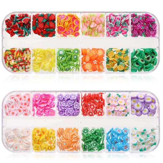 2 Boxes Fruit Slices Charms Crystal Mash Clay Fruit Slices Fruit Flower Candy Slices Nail Art Slices Mini Slices Resin Making Charms for Making Crafts Cellphone Decoration DIY Slime Craft