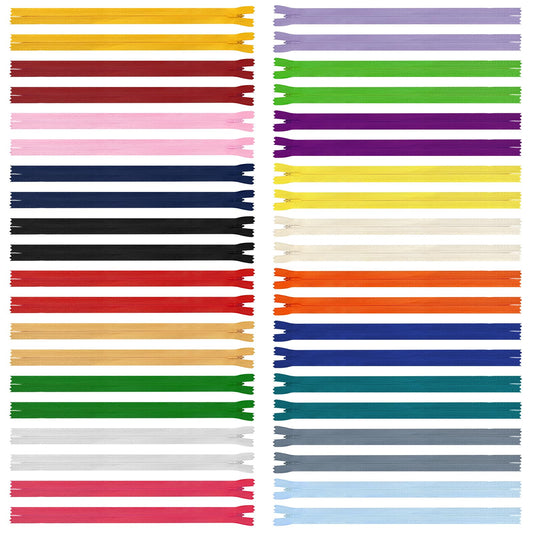 40 pcs Zippers Invisible 30cm/12Inch Mix Nylon Coil Zippers Bulk Coloured Zipper Sewing Zippers for Tailor Sewing Crafts and Clothing, 20 Colors