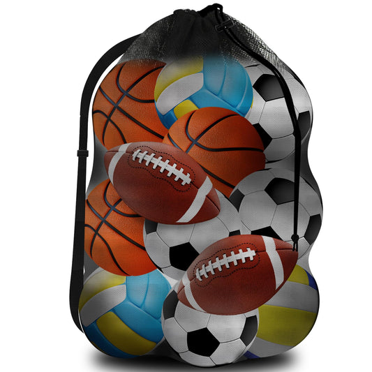 KALIONE Extra Large Sports Ball Bag Mesh, Soccer Team Balls Bag, Sports Ball Bag, Basketball Bags, Sports Team Work Mesh Bag for Holding Soccer, Football, Volleyball, Basketball (30” x 40”)