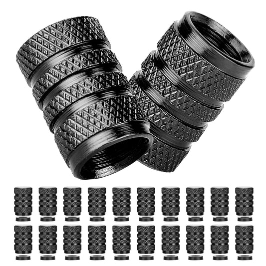 20 Pcs Tire Valve Stem Caps, Tire Air Cap with Matching Soft Cushion, Corrosion Resistant Tire Pressure Caps, Universal Anti-Leak Valve Cover for SUV, Truck, Pickup Truck, Bike(Black)