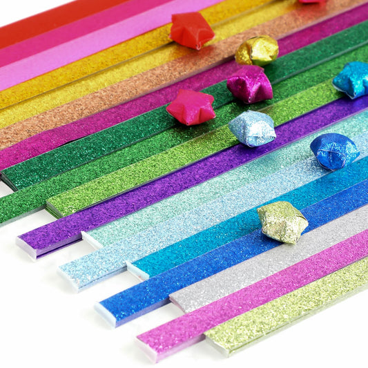 Origami Star Paper Strips, Glitter Origami Stars Paper DIY Paper Star Strips Origami Star Decoration Paper Strips for DIY Handcrafts, 360 Sheets (18 Colors)