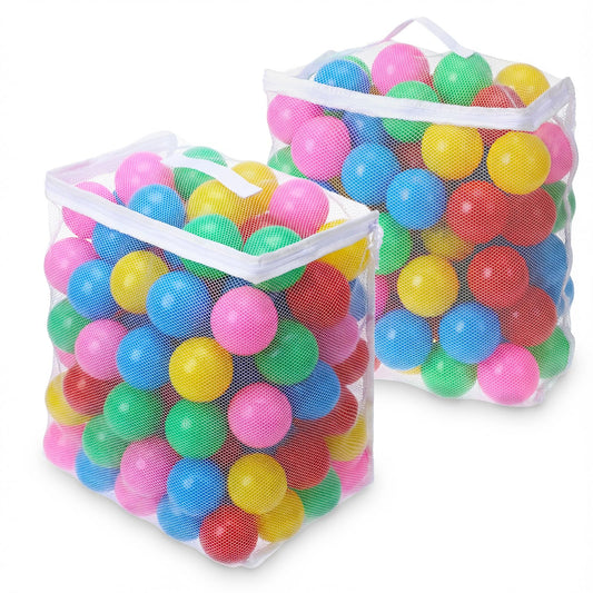 2PCS Ball Pit Balls Bags, Reusable Storage Mesh Bag for Storage Colorful Ocean Pool Toys/Multicolored Pit Balls, 16.5 X 8.2 X 14.6 Inches (Only Storages Bag,No Ball)