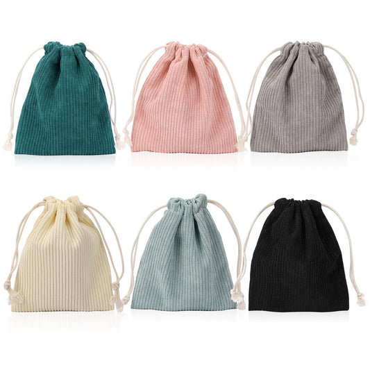 6Pcs Mini Makeup Bag Cute Makeup Bag Small Makeup Bag Portable Velvet Cosmetic Bag Drawstring Type Small Makeup Pouch for Women Travel Storage for Cosmetics Headphones Jewelry