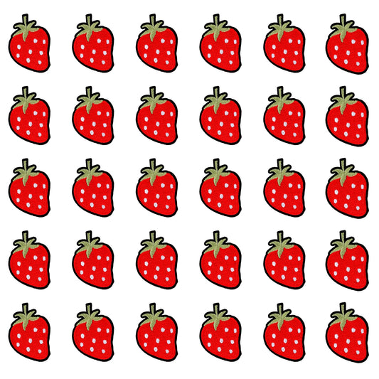 30 Pcs Cute Strawberry Embroidered Iron on Patches Red Strawberry Appliques Fruit Decorative Patches Funny Sew On Applique for Clothes, Shirts, Jeans, Hats, Coats, Jackets, Backpacks