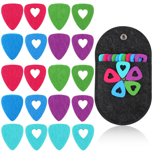 20Pcs Guitar Picks Ukulele Felt Picks Multi-color Ukulele Plectrums Soft Ukulele Bass Guitar Felt Picks with Bag for Guitar Bass Ukulele Mandolin Banjo