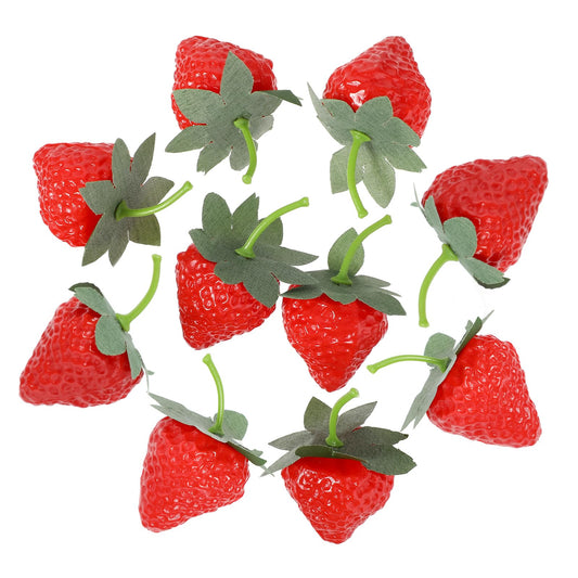 Hariendny 10 Pcs Fake Strawberries Artificial Strawberries Plastic Lifelike Strawberry Fruits Decoration Kitchen Party Strawberry Decoration Fruit Photography Prop for Home Party Kitchen Crafts