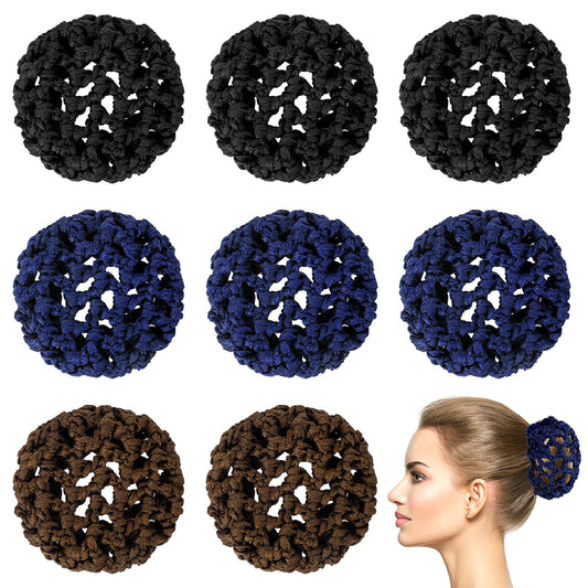 8 Pcs Ballet Hair Nets Cover Dance Hair Bun Nets Ballet Hair Bun Cover Elastic Bun Nets Stretchy for Hair Styling Food Service Ballet Bun Skating Snoods Hair Bun(3 Colors)