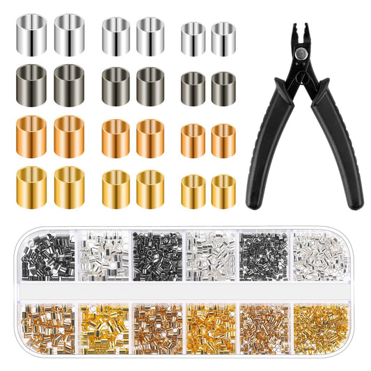 Mozeat Lens 2200PCS Crimping Beads for Jewelry Making, Crimp Tubes with Crimping Pliers Beading Supplies Jewelry Making Tools for Earring Necklace Bracelet DIY
