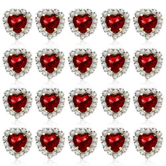 20 Pcs Heart Rhinestones Flatback Sew on Glass Sew on Rhinestones with Holes Heart Resin Crystals Beads Embellishments for Clothes Crafts Costume Sewing