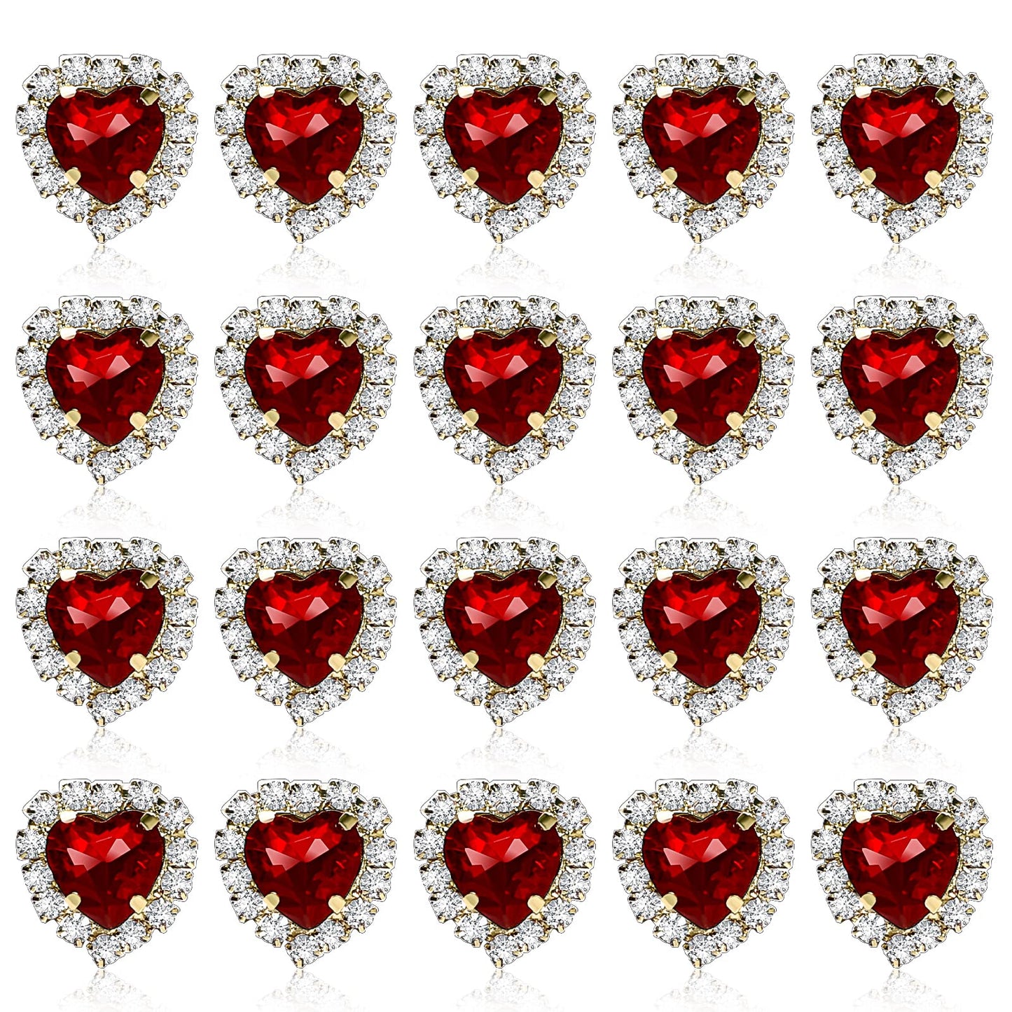20 Pcs Heart Rhinestones Flatback Sew on Glass Sew on Rhinestones with Holes Heart Resin Crystals Beads Embellishments for Clothes Crafts Costume Sewing
