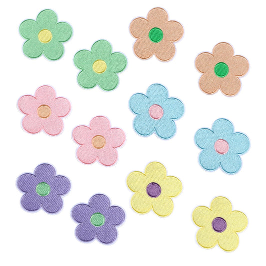 12 Pcs Flowers Embroidered Patches Iron on Patches 2.6 Inches Floral Decorative Repair Applique Patches Cute Sun Flower Patches for Clothes DIY Crafts Gifts Jacket Backpack Hat (6 Colors)