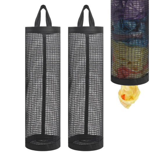 2Pack Carrier Bag Storage Holder Grocery Bag Holder for Plastic Bags Mesh Hanging Dispenser Trash Bag Organizer Saver Plastic Shopping Bag Holder for Plastic Bags