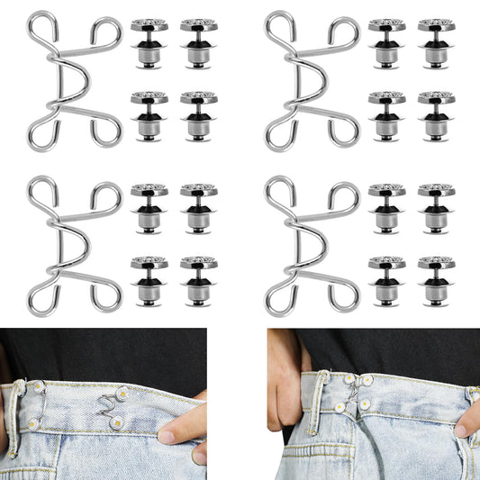 Mozeat Lens Pant Waist Tightener,4 Set Adjustable Waistband Tightener Waist Buckle Extender Pants Clips for Women, NO SEWING (Daisy)