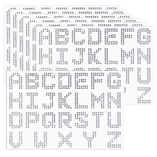 182 PCS 7 Sheets Rhinestone Letter Iron-On Sticker Silver Glitter Letter Stickers, Self Adhesive Diamond Alphabet Stickers, Gemstone Border Stickers for DIY Craft Suitcases Laptops Hats Clothing Decor
