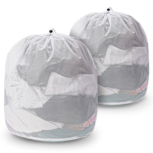 2Pcs Laundry Mesh Bags Drawstring Laundry Bag Large Mesh Laundry Bag, Travel Laundry Bags College Laundry Bag, Heavy Duty Dirty Clothes Machine Washing Bag for Underwear Toys(40x60cm)