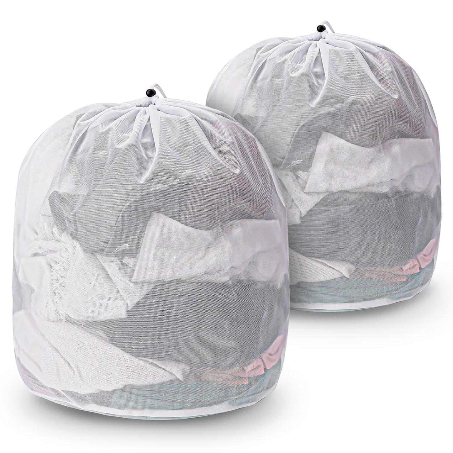 2Pcs Laundry Mesh Bags Drawstring Laundry Bag Large Mesh Laundry Bag, Travel Laundry Bags College Laundry Bag, Heavy Duty Dirty Clothes Machine Washing Bag for Underwear Toys(40x60cm)