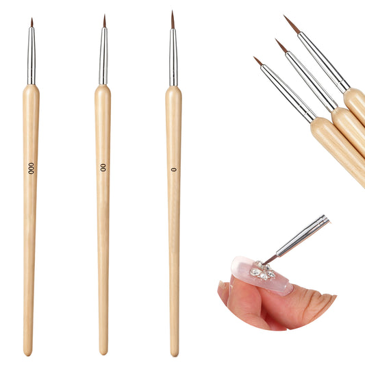 Detail Nail Brush, 3 Piece Set Nail Brushes for NailArt