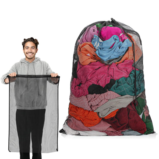Huge Mesh Laundry Bag for Washing Machine, 24 x 36 Inch Fine Mesh Wash Bags with Drawstring Closure Breathable Clothing Washing Bag Clothes Storage Bag for Blouse,Bra,Hosiery,Stocking,Underwear