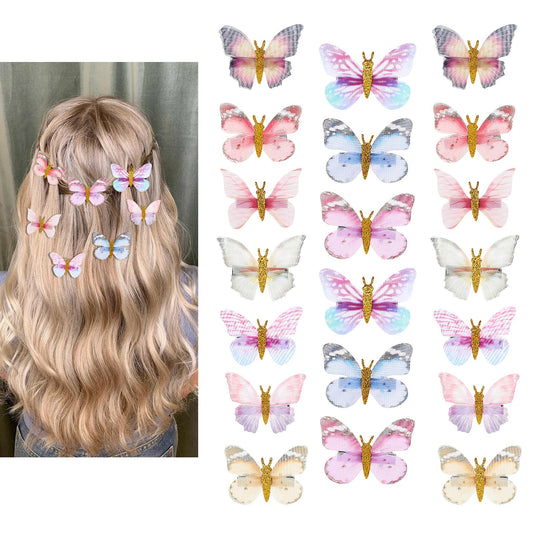 Butterfly Clips for Hair, 20 PCS Small Butterfly Hair Clips Multicolor Moving Butterfly Clips Y2k Glitter Hair Butterflies Mini Butterfly Hair Claws Butterfly Hair Accessories for Women Girls Bridal