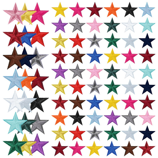 84 Pcs Star Iron on Patches Stars Sew On Decorative Patches Mini 5 Star Embroidered-Patches Clothing Embroidered Stars-Sew on-Patches for Clothes Hats DIY Jeans Jackets Backpacks (Multicolor)