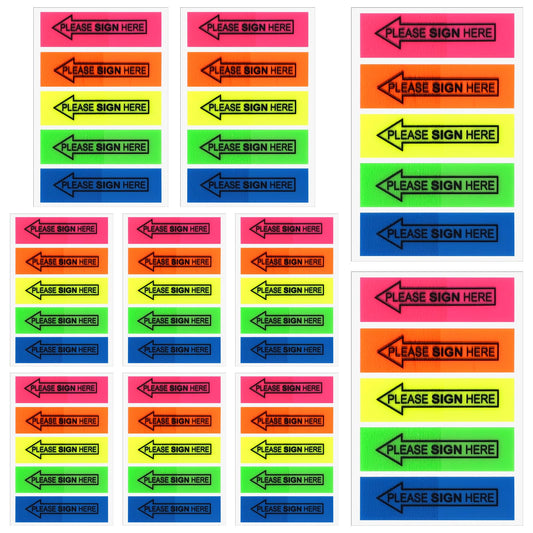 1000 Pcs Fluorescent Color Sign Here Message Flags Sign Here Tabs Sign Here Flags Sign Here Stickers Sign Here Labels for School Office Notebook Annotating Notary Books (Multicolor)