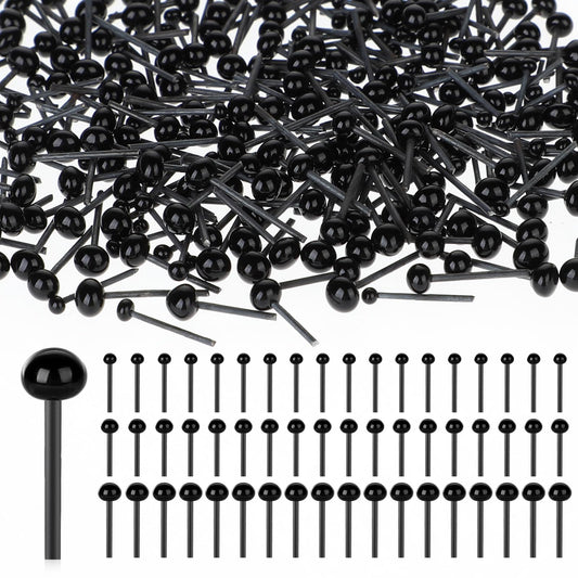 300pcs Glass Safety Eyes 2/3/4mm Black Beans Glass Eyes Balls Doll Eyeballs for DIY Needle Felting Bear Plush Animal Puppet Dolls Decoys Sewing Crafts, Small Black Beads For Eyes, Doll Making Supplies