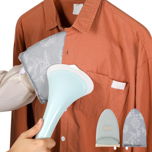 Garment Steamer Ironing Gloves, Heat Resistant Handheld Ironing Board, Travel Glove Ironing Board, Waterproof Anti-Steam Garment Steamer Mitt Accessories with Finger Loop for Clothes, Grey Flower