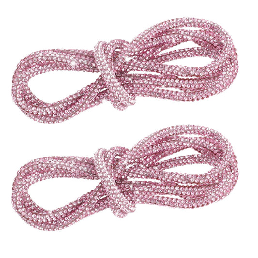 2 Pieces Glitter Shoe Laces, Bling Rope Shoe Laces Rhinestone Shoe Laces Hoodie String Replacement Shiny Crystal Drawstring Shoe Laces Charms for Sneakers Sweatpants Shoes Bags Accessories, Pink