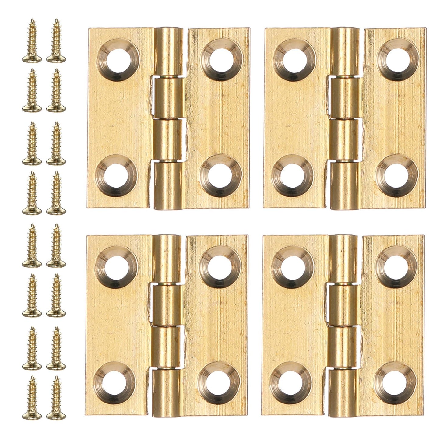Small Hinges for Wooden Box, 4 Pcs Brass Mini Hinges for Crafts 1 Inch Folding Gold Cabinet Hinge with Mounting Screws for Drawer Door Closet Jewelry Box Wooden Case Furniture