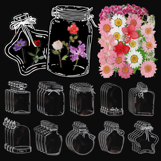 160 Pcs Large Size Transparent Dried Flower Bookmarks, Handmade DIY Bookmarks Beautiful Dried Flower Bookmarks Clear Pressed Flower Bookmark Large Size DIY Bookmarks Flower Bookmarks Maker Transparent