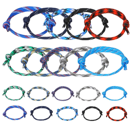 Styquenzer 20 Pieces Nautical Bracelets for Men, Handmade Men Rope Bracelets Surfer Bracelets Adjustable String Wave Bracelets Cool Men Bracelets Friendship Braided Bracelets for Men Teens