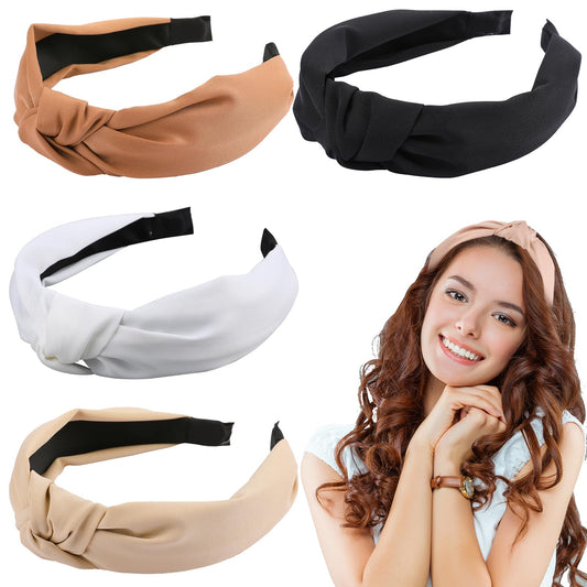 Headband for Women's Hair Knotted Hairbands Cross Knot Hair Bands Non Slip Wide Fashion Head Bands Solid Colors Top Knot Head Bands Hair Accessories(Color A)