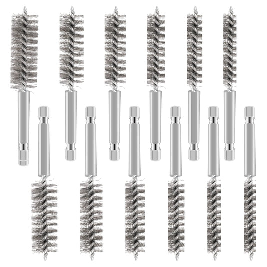 12 Pieces Stainless Steel Bore Brush Twisted Wire Drill Brush Golf Clubs Head Hosel Brush Stainless Steel Cleaning Brush with 1/4 Inch Hex Shank for Power Drill Impact Driver