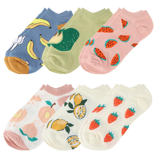 KALIONE Cute Ankle Fruit Socks for Women Fruit Printed Cute Socks Casual Cotton Ankle Socks Fun Low Socks for Women Girls