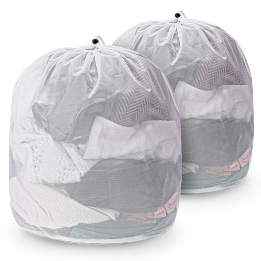 2Pcs Drawstring Laundry Bag, 60x80cm Laundry Mesh Bags Large Mesh Laundry Bag, Travel Laundry Bags College Laundry Bag, Heavy Duty Dirty Clothes Machine Washing Bag for Underwear Toys