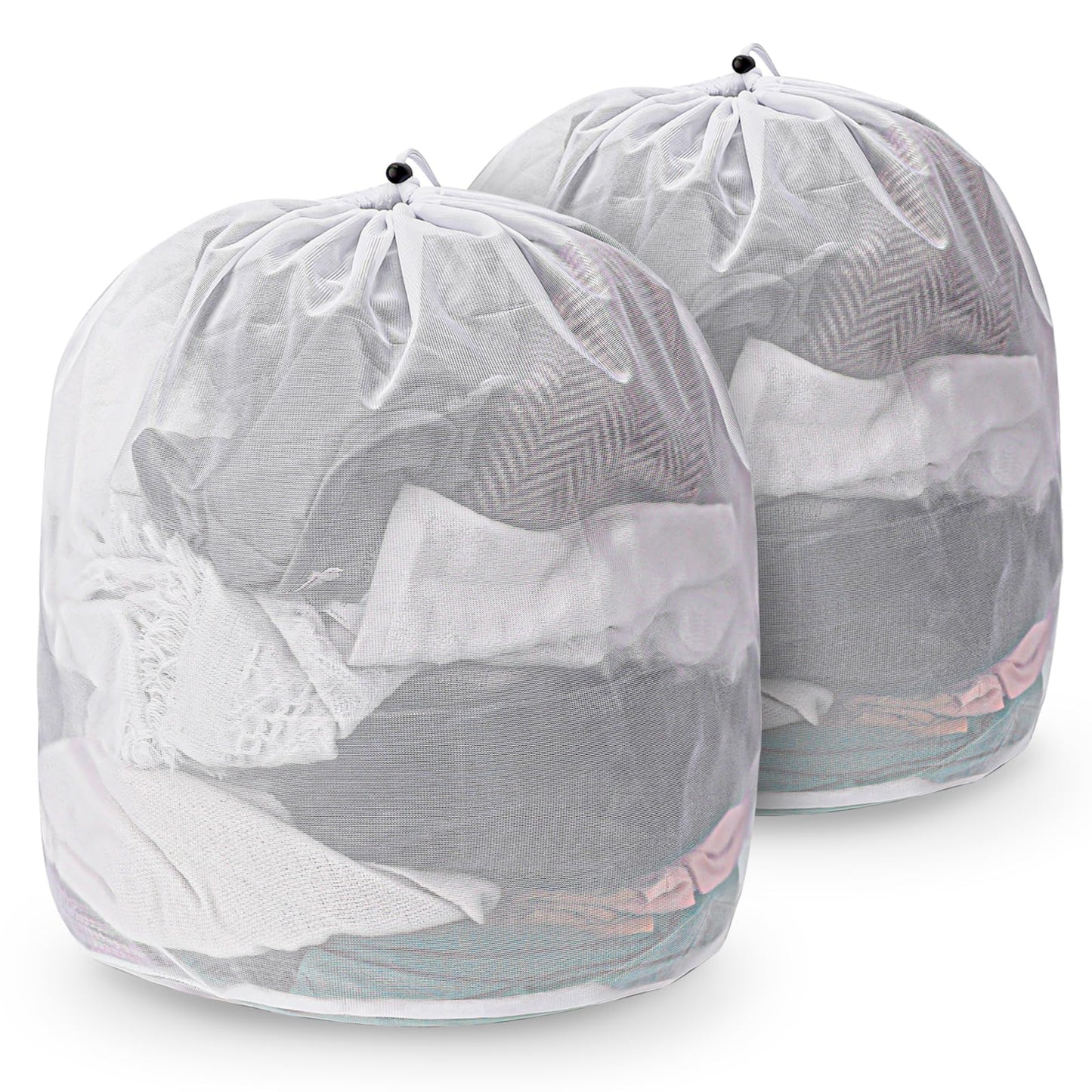 2Pcs Drawstring Laundry Bag, 60x80cm Laundry Mesh Bags Large Mesh Laundry Bag, Travel Laundry Bags College Laundry Bag, Heavy Duty Dirty Clothes Machine Washing Bag for Underwear Toys