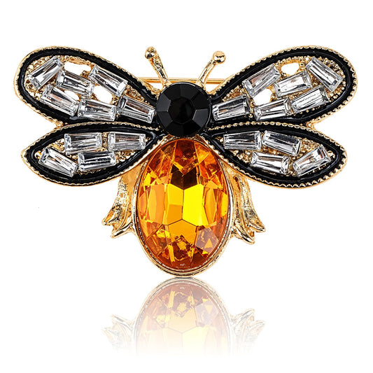 Bee Brooch, Vintage Bee Pin Rhinestone Crystal Lapel Pins for Women Stylish Honey Bee Insect Brooches for Women Men Party Dating Daily Wedding Christmas Birthday Jewelry Gift