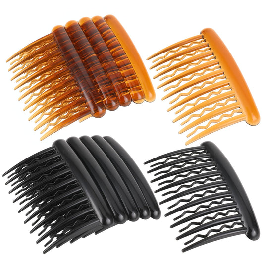 French Side Comb, 12 PCS Hair Combs for Styling Bridal Hair Comb Clips, Hair Combs for Women Decorative Veil Comb Side Hair Combs No Slip Bridal Hair Accessories for Fine Hair (Black, Coffee Color)