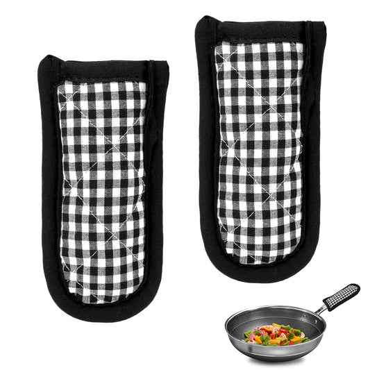 2 Pieces Hot Handle Covers Heat Resistant Pan Handle Covers Pan Handle Sleeves Cast Iron Skillet Handle Covers for Home Kitchen Cooking Tools, grid