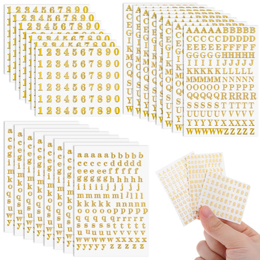 21 Sheets Gold Letter Stickers Small Glitter Letter Stickers Mini Numbers Stickers Alphabet Number Letters Stickers Self-Adhesive Alphabet Stickers for DIY Art Cup Water Bottles Mailbox (1 Inch)