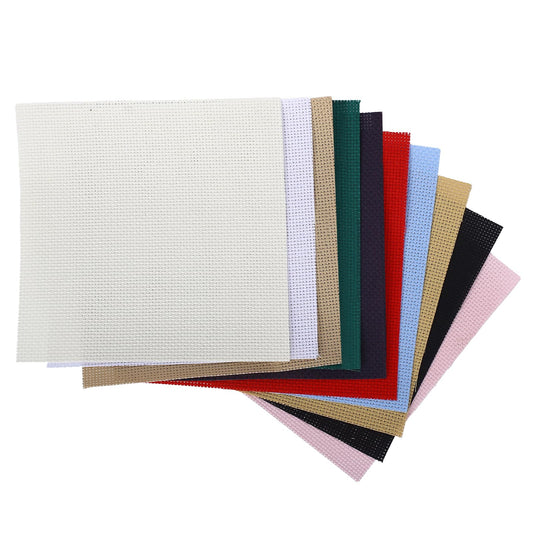 10 Pcs Embroidery Fabric 15x15 cm Cross Stitch Fabric Assorted Color Cross Stitch Sheets White Cross Stitch Square Cloth Embroidery Cloth for DIY Crafts