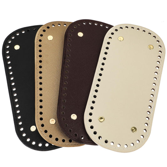 4Pack Bag Bases for Crochet, 8.7x4" Leather Base Shaper Pad Knitting Crochet Base Oval Bag Bottom Pad Tote Bag Insert Purse Bottom with Holes for Tote Purse Handbag Bottom