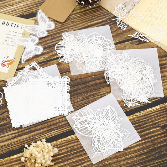 40 Pcs Lace Vintage Scrapbooking Supplies Pack Scrapbook Cutouts Paper Cutout Lace Scrapbook Paper Scrapbooking Supplies for Junk Journaling Card Making DIY Craft Album Planners Embellishments