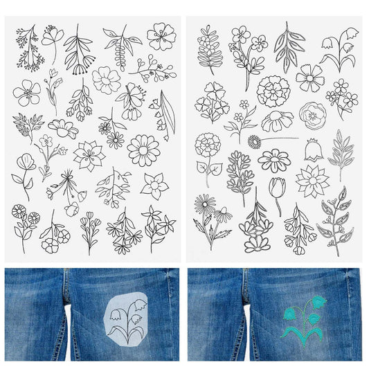 Hand Embroidery Patterns,Water Soluble Hand Sewing Stabilizers Wash Away Flower Style Stabilizer Tear Away Machine Embroidery Stabilizers for Embroidery Hand Sewing Lover (50 Patterns)
